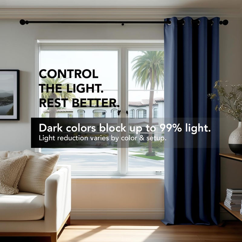 Deconovo Blackout Curtains for Bedroom, Thermal Insulated Room Darkening Grommet Window Drapes, Navy Blue, 52W x 45L Inch, Pack of 2 for Living Room & Nursery Privacy Panels - Image 3